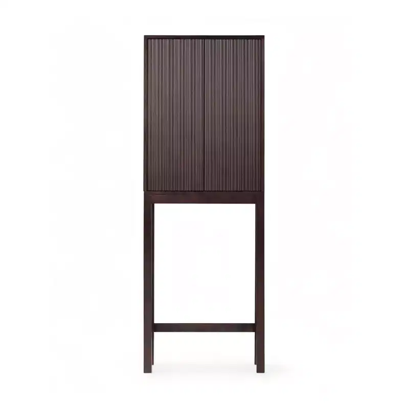 Teamson Home Tremolo Modern Boho Over Toilet Storage Cabinet with Solid Wood & Contemporary Fluted Fronts
