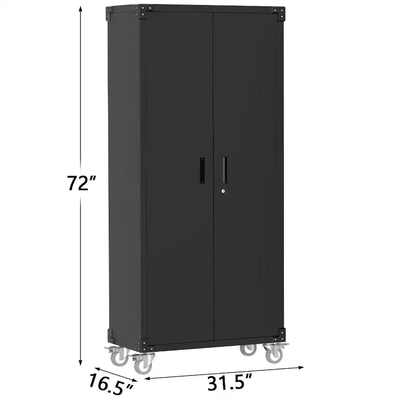 GustoWave Storage Metal Cabinet 72 with Doors and 4 Shelves, Adjustable Feet and Lock, Tall Storage Cabinet for Pantry Garage