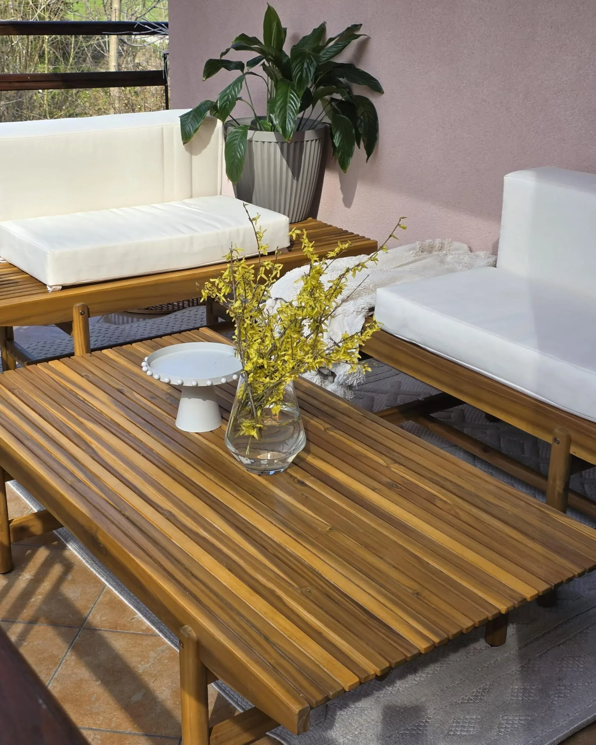 Tavolino da giardino 145 cm 79 cm Legno d'acacia Marrone