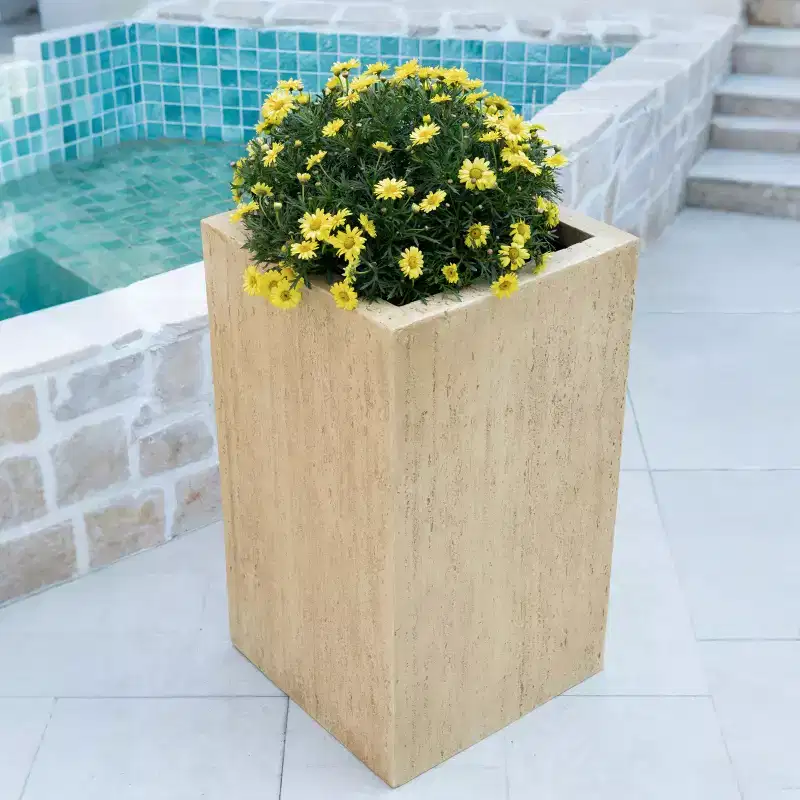 Okak Handmade Rectangular Planter Box with Drainage Hole & Rubber Plug, Plant Pot with Magnesium Oxide Frame, Planters for Home