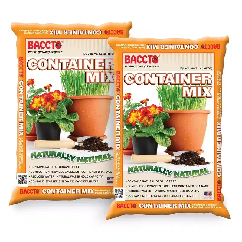 Michigan Peat Company 2 Pack BACCTO Container Mix, Indoor Outdoor Blend with Organic Peat, Starter & Nutrients for 6 or Larger Planters, 1.5 Cu Ft