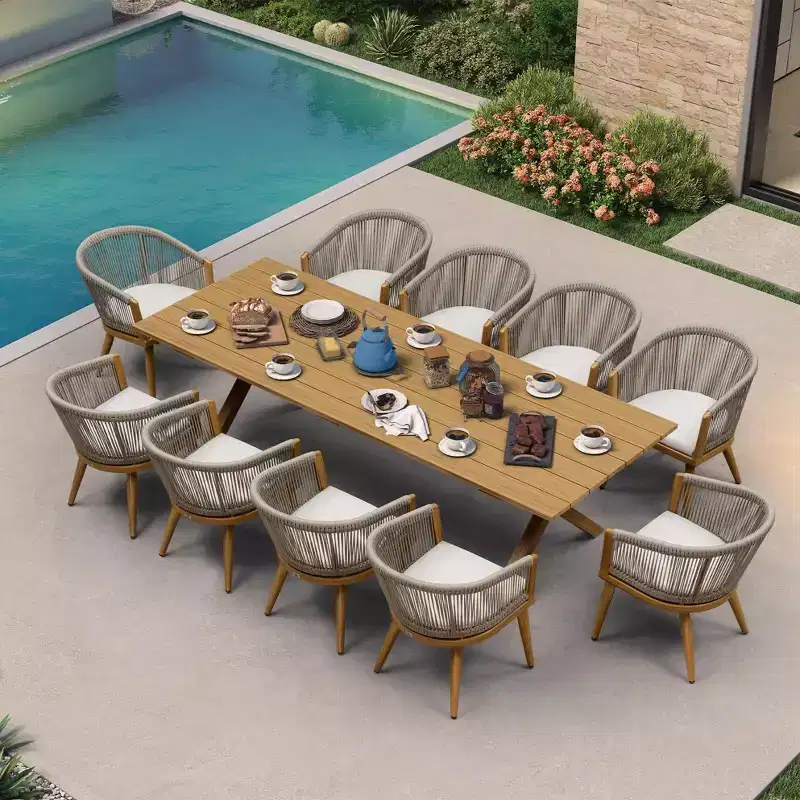 PURPLE LEAF Patio Dining Set All-Weather Wicker Aluminium Outdoor Table and Chairs Set for Backyard Decor Kitchen Modern Furniture Set
