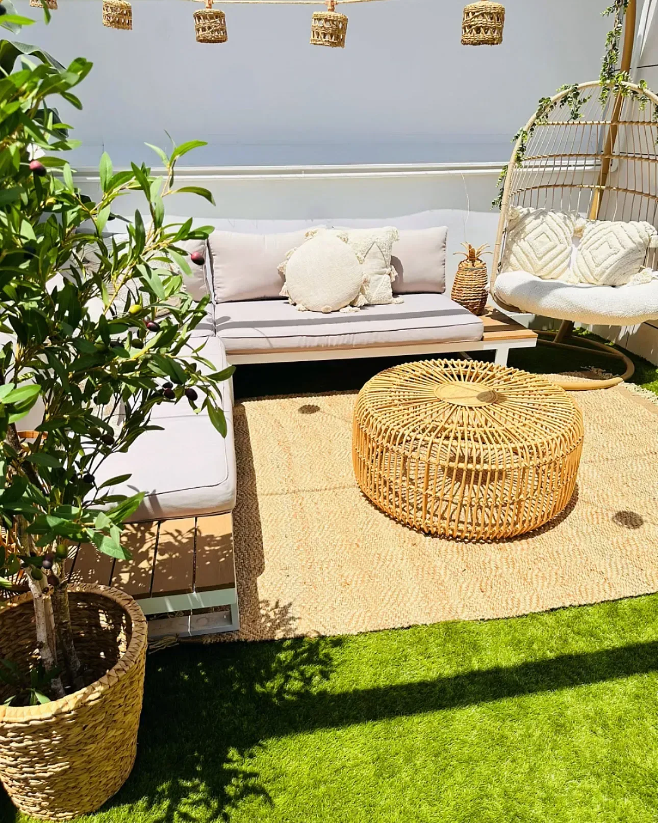 Tavolino da giardino 85 cm 85 cm Rattan Marrone chiaro