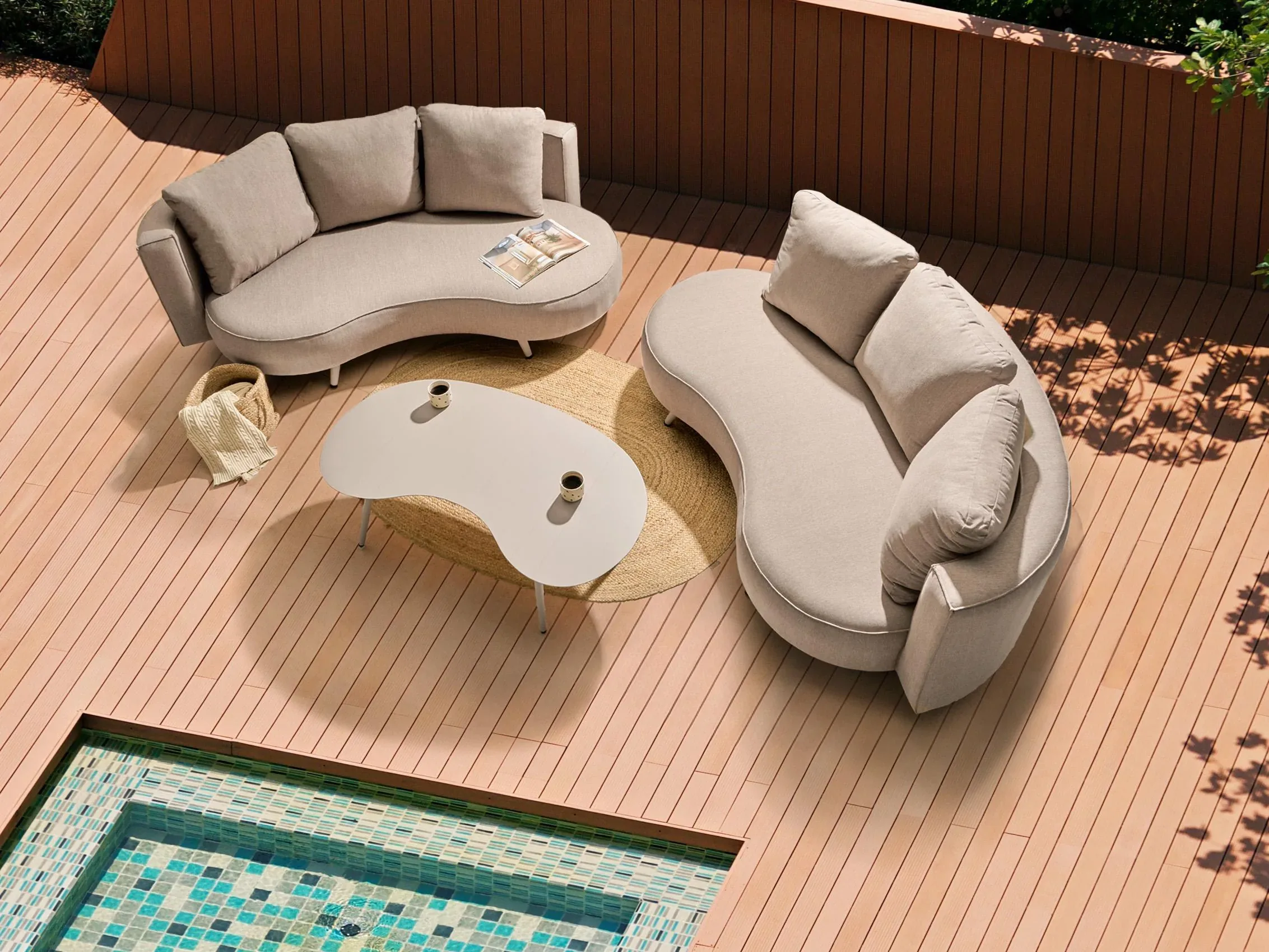 Tavolino da giardino 65 cm 130 cm Metallo Beige