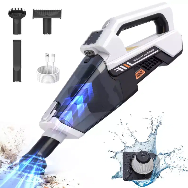 Handheld Vacuum Cordless 19000PA Powerful Suction Portable Dust Buster with LED Light for Car Home Office Pet Hair Quick Cleaning