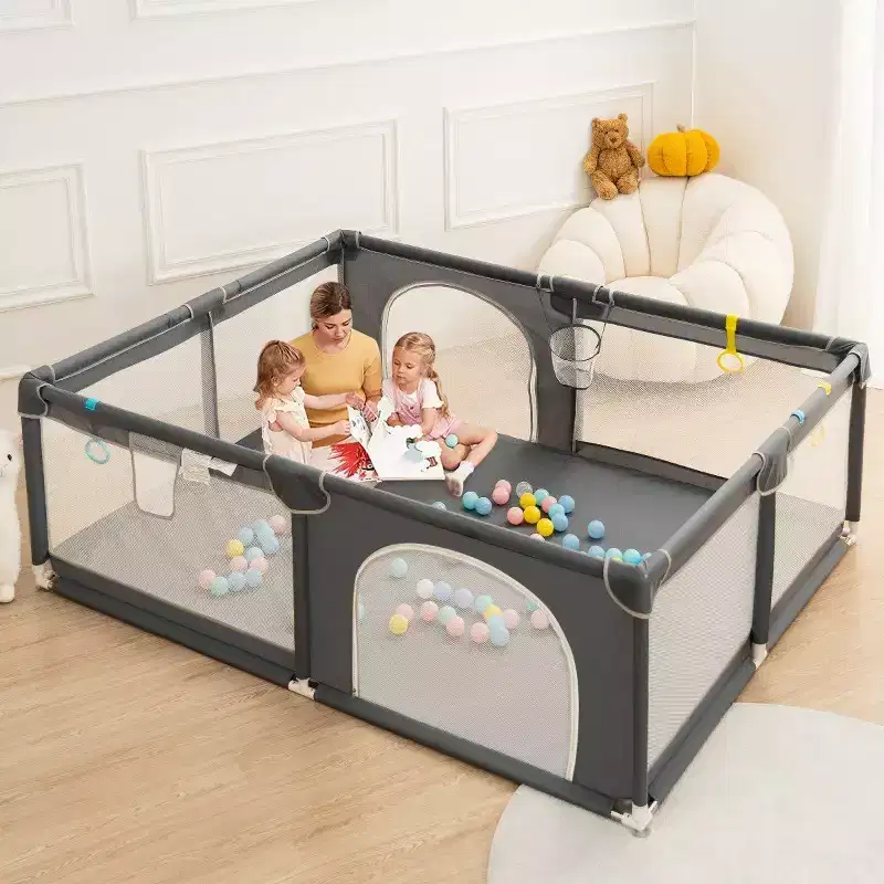 GOTGELIF 79x79 4-Panel Baby Playpen Spacious & Secure Portable Playard