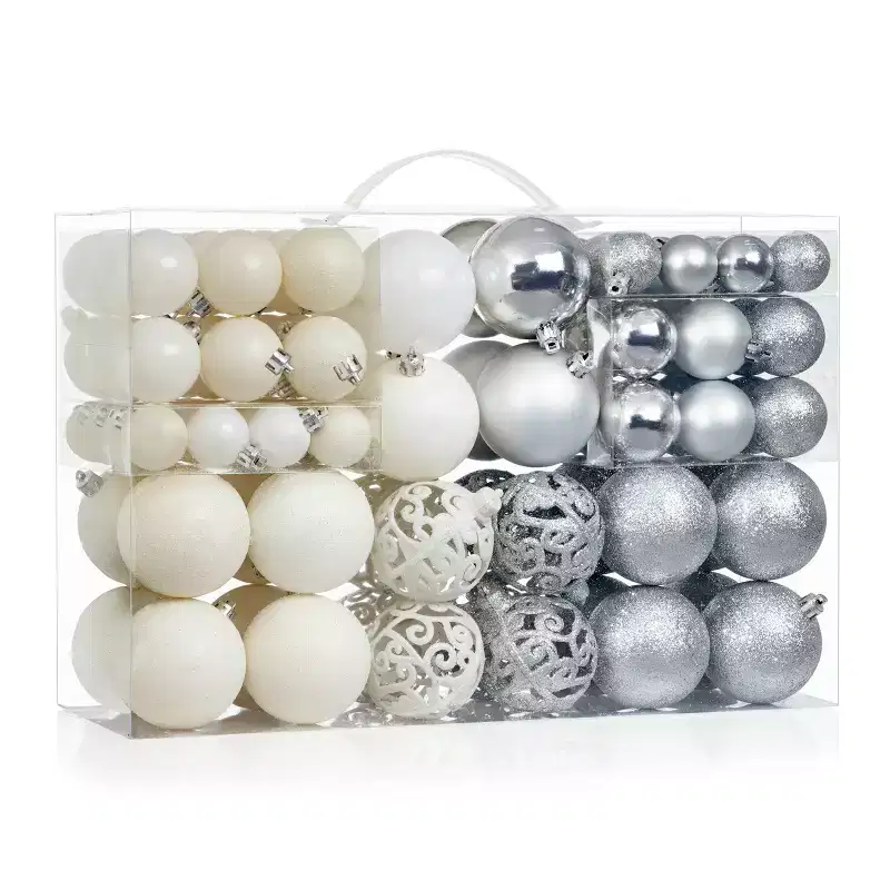 R N' Ds Shatterproof Christmas Ornament Balls - Silver and White - 100 Pack