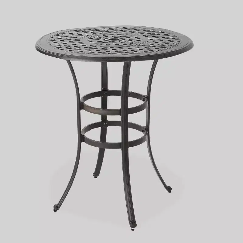 Alfresco Round Cast Aluminum Patio Bar Table - Bronze - Christopher Knight Home: Weather-Resistant, Garden Stand-Up Counter