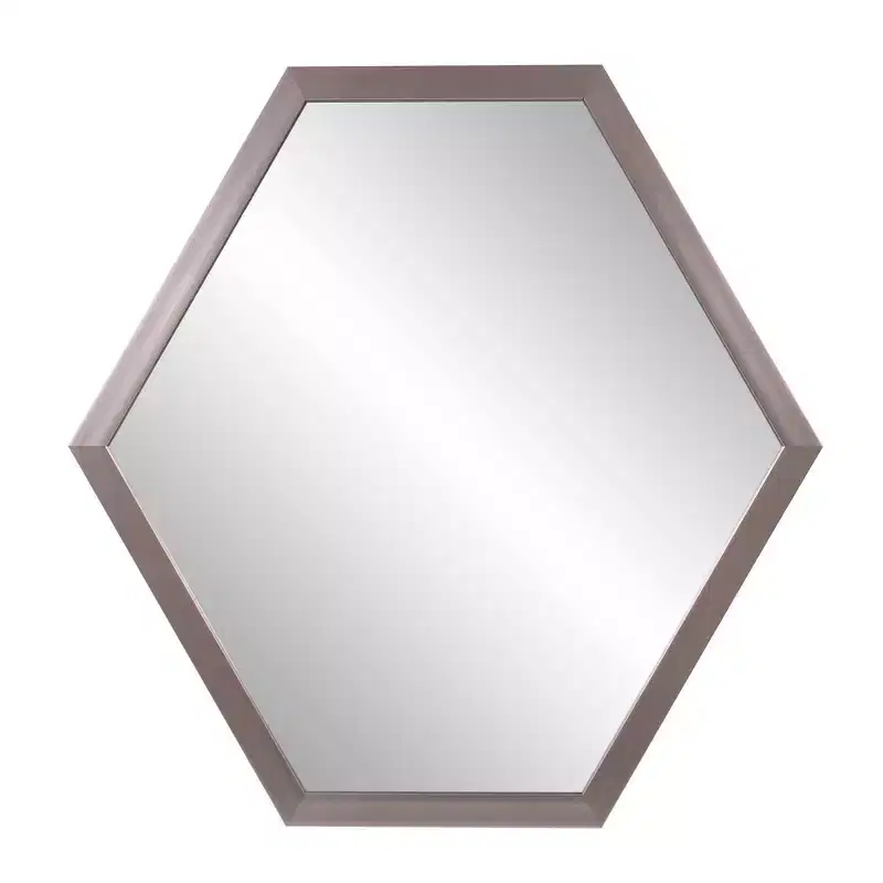 Hexagonal Wall Mirror with Graphite Foil Frame, Modern Industrial Decor, 30