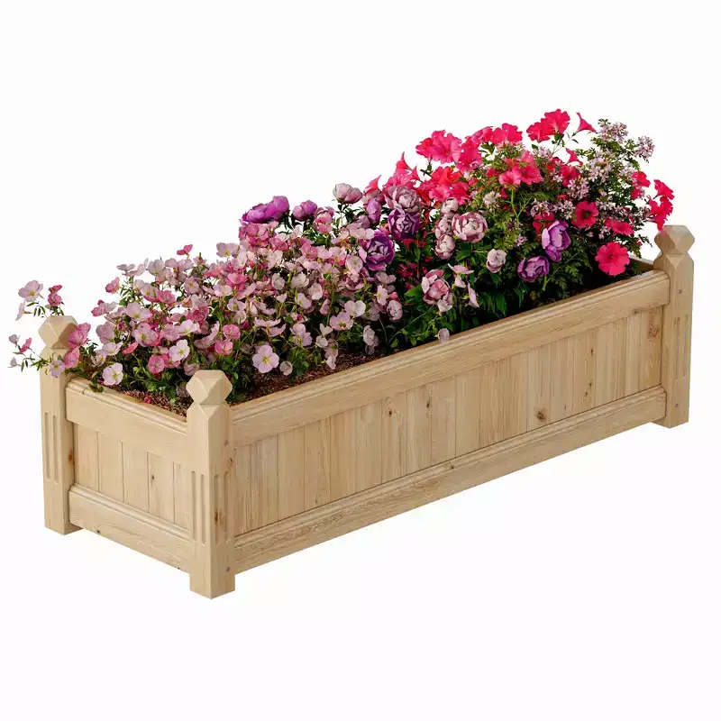 Wooden Raised Bed Kit - Large Garden Planters with Drainage, Outdoor Indoor Plant Pot for Vegetables, Herbs, Flowers